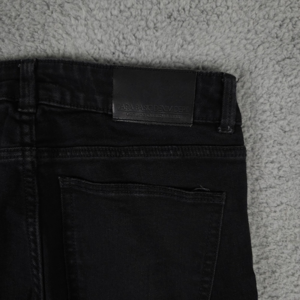 Zara Z1975 Jeans Womens 36 US 4 Black Flare Stretch Denim Dark Wash Boho 26x35 - Picture 12 of 12